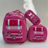 Mochila Escolar Transfronteriza con Carrito, Set de Tres Piezas, Lonchera, Estuche, Mochila Escolar con Carrito Rígido 3D
