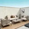 Sofá exterior de mimbre estilo nórdico, adecuado para patios, balcones, áreas de ocio al aire libre, terrazas, salas de estar y invernaderos; un juego de muebles de diseñador