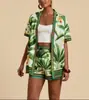 2026 Transfronterizo Verano Nuevo Estilo Europeo y Americano Impresión 3D Casual para Mujer Cardigan de Manga Corta Traje de Shorts Ropa de Vacaciones para Playa