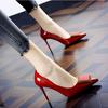 Hebilla Cuadrada de Metal Europea y Americana Punta Fina Charol Borgoña Zapatos de Dama de Honor Planos para Mujer 2025 Primavera Nuevos Tacones de Aguja Altos de Moda