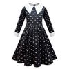 Fantasia Cosplay Vestido Preto de Quarta-feira Addams para Halloween Transfronteiriço Vestido de Performance para Meninas