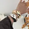Pulseras Exageradas de Aleación Brillantes de Corte Irregular de Venta Caliente Europea y Americana para Mujeres, Accesorios de Joyería de Diseño de Nicho Transfronterizo