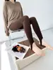 Leggings de piel de tiburón para otoño e invierno, longitud extendida, con pie para mujer, adecuados para usar al aire libre, alta elasticidad, ligeros, transpirables, adecuados para yoga y correr, estilo coreano