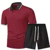 Estación Independiente de Exportación Transfronteriza Traje de Camisa Polo para Hombre Moda Estampado 3D Manga Corta Polo Shorts de Playa Casuales