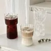 Copo de Água de Vidro com Cintura Vertical Criativo de Vidro Doméstico Listrado para Café da Manhã Leite Café Copo de Suco de Grande Capacidade