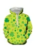 Sudadera con capucha para hombre forrada de polar Moda Simple Flor Nacional Irlandesa de la Suerte Impresión Digital 3D Ropa Casual para Hombre y Mujer