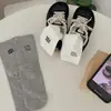 Estilo Coreano Estilo Ins Tacón Bordado Dibujo Animado Cachorro Letras Ab Pie Izquierdo y Derecho Asimétrico Calcetines de Media Pantorrilla Calcetines de Felpa