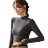 Suéter Feminino com Gola Alta Meia-Calça Forrado com Fleece Outono/Inverno 2026, Tricô Espesso Pulôver, Corte Justo, Quente, para Usar em Camadas