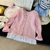 Camiseta de primavera y otoño para niñas, ropa de bebé elegante, diseño moderno y único, estilo coreano, fresca y dulce, con delicados detalles de encaje