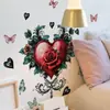 Pegatinas de Pared Estilo Día de San Valentín Transfronterizas con Hojas Verdes y Corazones Rojos para Dormitorio, Sala de Estar, Pared de Fondo de Entrada, Autoadhesivas y Removibles de PVC