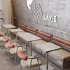 Loja de Chá de Leite Estilo Industrial Moderno Quiosque Comercial de Aço Inoxidável Sofá Restaurante Temático Hotel Restaurante de Hot Pot Conjunto de Mesa e Cadeira