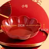Prato redondo festivo, vermelho vivo, para frutas e nozes, Caixa de doces estilo chinês para celebrações de inauguração, Decorações de casamento, Prato de frutas de plástico