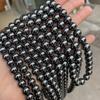 Cuentas sueltas de piedra biliar negra europea y americana, accesorios de joyería DIY, mineral de hierro con cuentas magnéticas, pulsera de cuentas, collar de hematita