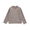 Suéter de Invierno para Niñas Wuli Bu Yi Nuevo Estilo Francés Cálido Top Ajustado con Solapas Ropa Elegante para Niños