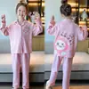 Pijama para niños, para niños, algodón peinado, manga larga, diseño lindo de dibujos animados, nuevo estilo primavera y otoño, conjunto de ropa para casa para niños mayores