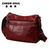 Bolsa Feminina Transversal de Couro Genuíno Transfronteiriça Bolsa Transversal de Couro de Vaca Bolsa Transversal Feminina Bolsa de Ombro Bolsa Feminina Bolsa para Idade Média Bolsa de Ombro para Mãe