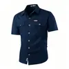 Comércio Transfronteiriço Amazon 2026 Roupa de Trabalho Casual de Alta Qualidade Europeia e Americana Camisa Masculina de Verão Manga Curta Gola Reversível