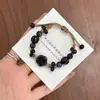 Pulsera de Cerámica Jingdezhen, Nuevo Estilo Chino, Diseño Floral Color Tinta, Joyería Vintage para Estudiantes, Pulsera de Cerámica Estrella de Cinco Puntas