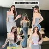 33081 # Top Corto Brillante de Diamantes para Chicas Sexys y Atrevidas para Mujer, Estilo Veraniego Corto con Copas, Favorecedor y Espalda Bonita, Moderno Top Cruzado en el Pecho