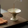 Incensário de cerâmica pintado à mão com design de osmanthus, de pé alto, para display de incenso na mesa de chá, porta-incenso estilo chinês para uso doméstico, evita que as cinzas caiam