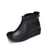 Zapatos Artesanales Versátiles Retro Cuña de Cuero Genuino Zapatos de Mujer Tacón Medio Suela Suave Zapatos de Madre Otoño e Invierno 2025 Nuevas Botas Cortas de Piel de Vaca