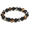 Comércio exterior jóias dos homens europeus e americanos frisado pulseira tendência de aço inoxidável olho de tigre preto pedra brilhante pulseira dos homens jóias