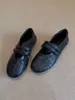 Versão em Couro~Novo Estilo 2025 Sapatos Mary Jane com Velcro para Mulheres, Sapatilhas Versáteis de Boca Rasa, Estilo Casual para o Dia a Dia, Sola Rasteira