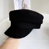 Boina Newsboy Clássica Britânica de Lã para Mulheres, Boné de Beisebol Quente para Outono e Inverno, Boné Militar Versátil da Moda em Cor Sólida