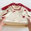 Atuendo de Año Nuevo de Moda para Niñas Invierno 2025 Bebé Vestido de Punto 3D de Hongo para Primer Cumpleaños y Cien Días Suéter
