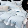 Estilo luxo leve conjunto de quatro peças bordado 100S algodão de fibra longa de Xinjiang, capa de edredom bordada de alta qualidade 100% algodão, lençol, conjunto de cama