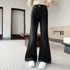 Pantalones acampanados para niña, nueva colección primavera/otoño 2026, jeans negros elegantes de corte slim de cintura alta para niños
