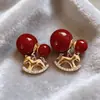 Novos Brincos de Pônei com Pérolas Incrustadas de Diamante Estilo Chinês Retro, Brincos Estilosos e Versáteis com um Toque de Luxo Leve e de Alta Qualidade