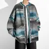 Suéter de Cor Contrastante Masculino Outono e Inverno Novo Estilo Hong Kong Tendência Jaqueta Solta Masculina e Feminina Moda Casual Cardigã de Tricô Top