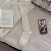 Meias estilo ballet da série Miu outono e inverno, branco, de pele de bezerro, afuniladas, meias JK simples de cor sólida, amassadas, para usar com botas, meias longas