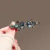 Novo Grampo de Cabelo Flor de Cristal para Mulheres, Presilha Única para Franja Lateral, Grampo de Cabelo Requintado, Presilha Elegante para Cabelos Soltos, Presilha de Bico de Pato