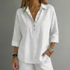 Moda Femenina de Verano 2026 Transfronteriza Estilo Europeo y Americano Casual Holgada Color Sólido Cuello Turn-Down Camisa de Botones