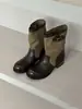 Botas western robustas estilo retrô britânico, botas femininas curtas, botas Martin, botas empilhadas plissadas, botas de montaria de cano médio