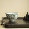 Antiga Caneca de Cerâmica Chinesa com Esmalte Tinta Rima Paisagem Céu Grande Coração Doméstica Antiescaldante Conjunto de Chá Gongfu de Alta Qualidade Caneca de Degustação