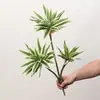 Simulação 3 Cabeças Lírio Bambu Casa Decoração Suave Arranjo de Flores Material Bambu da Sorte Escritório Micro-paisagismo Paisagismo Planta Verde