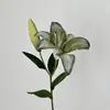2 Lirios Flor Artificial Película Tacto Real Flor Falsa Decoración Hogar Sala de Estar Adornos Decoración de Boda Accesorios para Fotografía