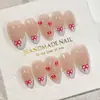 Comercio Exterior Transfronterizo Estilo Francés Uñas Cortas con Flor y Moño Piezas para Uñas Uñas Postizas Usables Fábrica Venta al por Mayor