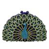 Bolso Calado de Pavo Real Metal Hueco Cristal Bolso de Noche Hecho a Mano Bolso de Diamante Comercio Exterior Europeo y Americano Bolso de Mano de Diamante para Mujer