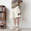 Pantalones Cortos Patchwork con Letras Grandes para Hombre, Marca de Moda, Versátiles, Cintura Elástica, Pantalones Casuales Sueltos de Cinco Puntos para Adolescentes, Pantalones de Longitud Media para Hombre