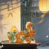 Carroça de Cavalo Cerâmica Tricolor da Dinastia Tang com Enfeites de Tesouro para Decoração de Casa, Decoração de Mesa de Escritório, Peça Decorativa de Alto Padrão