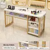 Mesa para Uñas 2026 Nuevo Modelo Individual Mesa Larga de Mármol Sintético Pequeño Juego de Mesa y Silla para Salón de Uñas Estación de Trabajo para Uñas