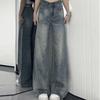 Jeans Americano Retro de Perna Larga para Mulheres 2026 Novo Verão Cintura Alta Emagrecimento Fluido Solto Estilo Preguiçoso Calças de Comprimento Total