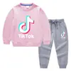 Nova Roupa Infantil TikTok Primavera e Outono Suéter Calça Conjunto Duas Peças Algodão Manga Longa