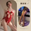 Qiaozi Intimates, Macacão para Seios Pequenos, Renda Sexy com Abertura, Não Precisa Tirar Uniforme, Pijama Sexy Tentação 493