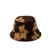 Chapéu de pescador de lã de cordeiro Ursinho para homens e mulheres outono e inverno Novo chapéu de balde de pelúcia chapéu fofo de desenho animado chapéu versátil moda de comércio exterior