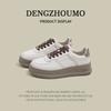 Cordón Nuevo Zapatos Blancos Versátiles para Mujer Zapatos con Cordones de Piel Genuina Zapatos Casuales de Tabla para Estudiantes